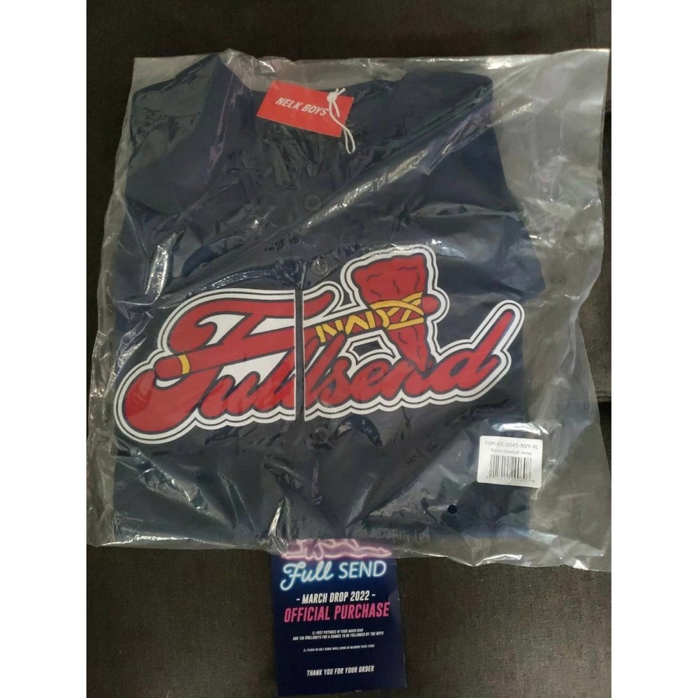 Nelk Boys Full Send Tomahawk Baseball Jersey Navy XL IN HAND